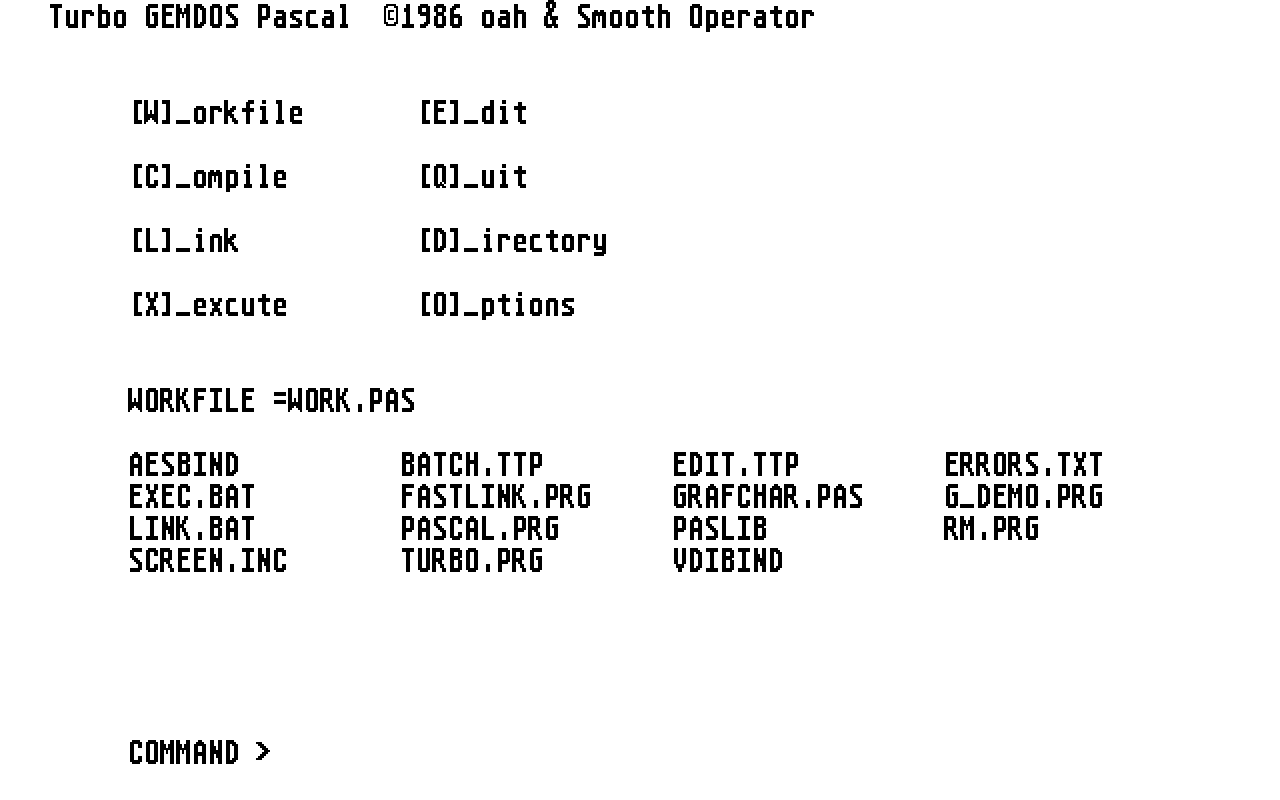 Turbo GEMDOS Pascal — screenshot 1